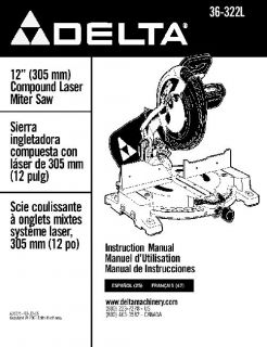 Delta 12 Miter Saw Instruction Manual # 36 322L