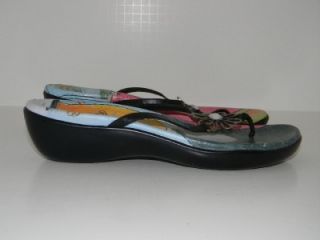 Diego Di Lucca Brazil Thong T Strap Colorful Sandals Black Leather