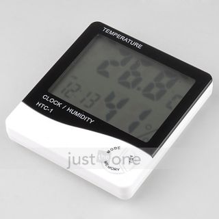 LCD Digital Alarm Clock Thermometer Temperature Time Humidity