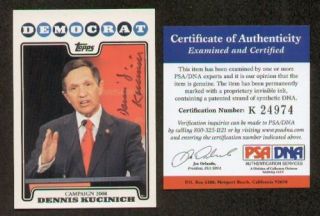 Dennis Kucinich Signed Autographed 2008 Topps Card PSA