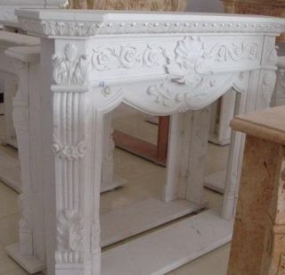 description new hand carved marble fireplace mantel fluted column legs