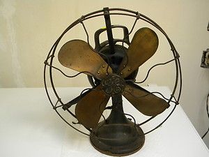 Vintage GE Electric Fan 12 Brass Blades 3 Speed Oscillating Needs work