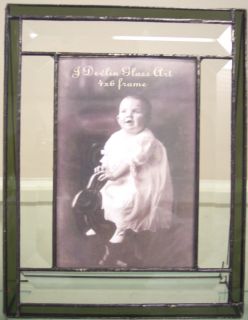 Devlin Glass Art Stained 4x6 Verticle Picture Frame Moss Green