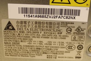 Delta Electronics 280W Power Supply DPS 280FB F Lenovo 41A9685