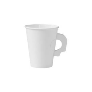Solo 378HW Polycoated Hot Paper Cups with Handles 8 oz White 50 Bag SC