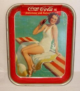1939 Original Coca Cola Coke Tray Girl on Diving Board