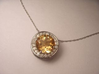  white gold diamond solitaire citrine pink sapphire pendant necklace