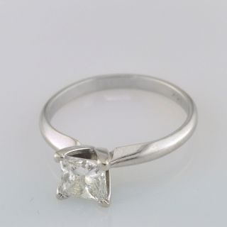 Diamond Solitaire Engagement Ring 0 75 carat Princess Cut in 14K White
