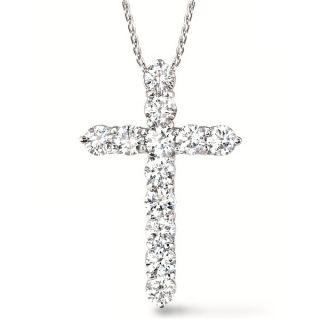 00ct Diamond Cross Pendant Necklace 14k White Gold