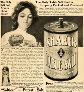 1908 Ad Diamond Crystal Table Salt Dry Shaker St. Clair   ORIGINAL