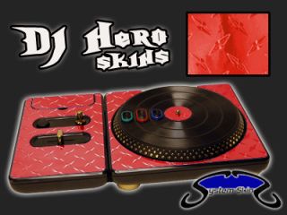 RED DIAMOND PLATE DJ Hero turntable Skin for 360, PS3 Console System