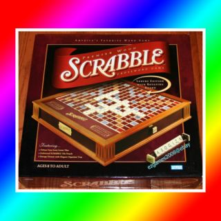 Scrabble Premier Wood Deluxe Edition Onyx Luxury Leather Rotating
