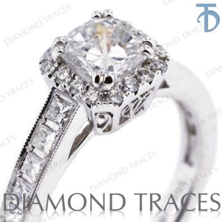 73ct H SI2 Princess Genuine Diamond 18K Gold Halo Engagement Ring 2