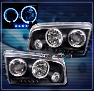 06 10 Dodge Charger Halo LED Projector Headlights Lamps Black 07 08 09