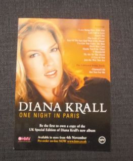 Diana Krall Mini Poster One Night in Paris RARE
