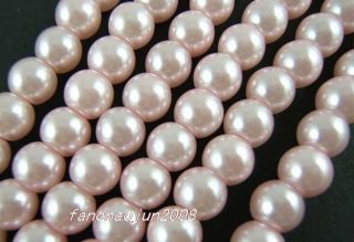 140pcs Free P P New Pretty Smooth Pink Pearls Glass Spacer Beads 6mm