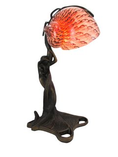 standing mermaid stained glass desk lamp shell shade