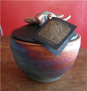  Pottery Turtle Lidded Pot Hawaii Signed Ben Diller w Tag New