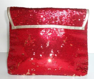  Dior Beauty Xmas Holiday Red /gold SEQUIN Cosmetic Purse Bag Case