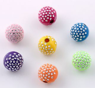  Acrylic Loose Beads Spacer Findings Disco Ball Charms 10mm