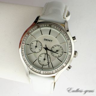 DKNY Womens Dona Karen New York Chronograph White Leather Watch