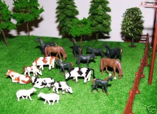  Cows Calfs Horses Foals Sheep Donkeys Painted HO 1 87 Scale