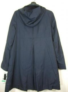 DKNY Donna Karan Hooded Trench Coat Jacket Womens Navy Blue Large New