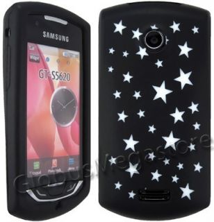   Silicona Samsung Monte GT S5620 Diseno Estrellas Blancas Fondo Negro