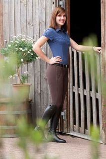 USG Full Seat Ladies Breech The Doreen Brown with Blue Stitch 26