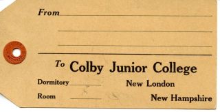Vintage Dormitory Delivery Tag Colby Junior College New London New
