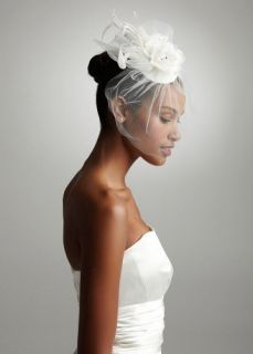 Wedding Veil  Vintage Hat with Attached Flowers and Blusher