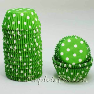 75 green polka dots birthday paper baking cups muffin cases cupcake