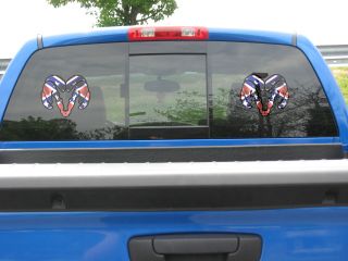  Rams Head Rebel Flag Decals Challenger 4x4 Confederate Dixie