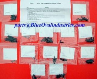 87 93 Ford Mustang LX Coupe Interior Hardware Screw Kit