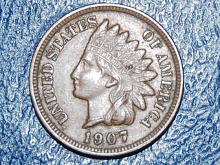 1907 Indian Head Cent Full Liberty With Diamonds (743)