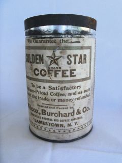 GOLDEN STAR Paper Label RARE COFFEE 1 LB Pull Off Top TIN CAN