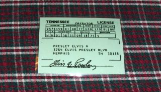 1975 Elvis Presley Tennessee Drivers License Laminated 