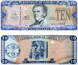 liberia 10 dollars republic of liberia 2011 pick new grade unc