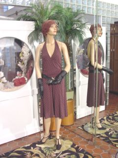   DRESS 1930s FLAPPER HAT Modern Millie Brown Dotted Drop Waist Medium