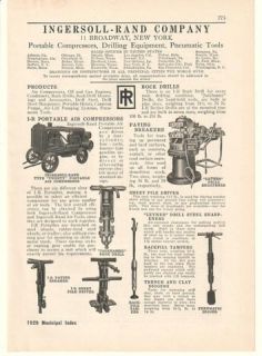 1929 ingersoll rand compressor jackhammer drills ad