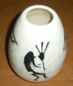 wastewater kokopelli vase signed blk dine pottery