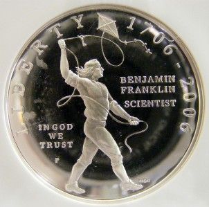 NGC PF70 UCAM 2006 P Benjamin Franklin Scientist Commemorative Silver