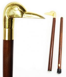 Brass Elegant Duck Head w Walnut Stain Walking Stick