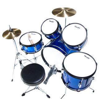 Mendini Blue 5 Piece Child Junior Drum Set Throne Cymbals