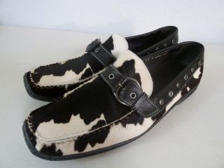 Donald J Pliner Black White Cow Skin Leather Shoes 11 M