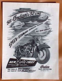 LG055 1952 Indian 80 Chief Single Page Ad