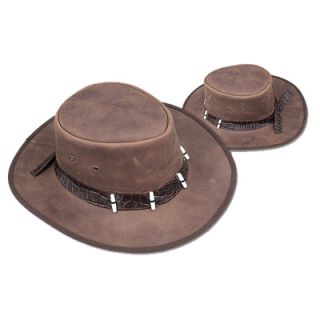 Outback Leather Crocodile Dundee Hat w Bone Band SM XL