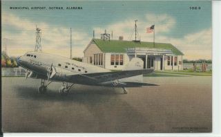 American Airlines DC 3 Dothan Alabama Linen Postcard