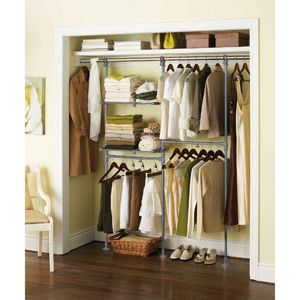 NEW MAINSTAYS DOUBLE CLOSET SPACE SAVER ROD HANGING ORGANIZER CLOTHES
