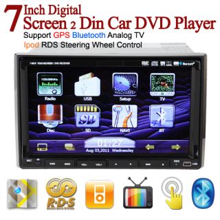 Double Din Indash Car DVD Player GPS Navigation Ipod TV Bluetooth